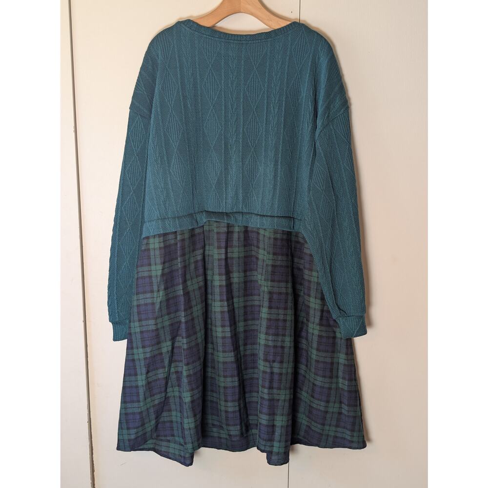 Bloomchick Green Sweater Plaid Dress 3XL - Picture 4 of 14